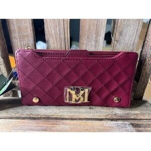 Quilted Burgundy Wallet with Gold Logo